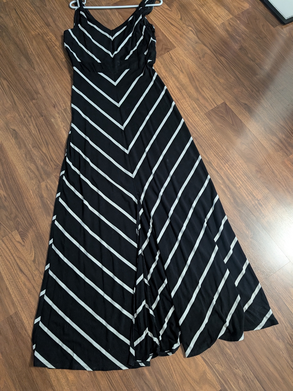 White House Black Market Black and White Striped Maxi Dress
